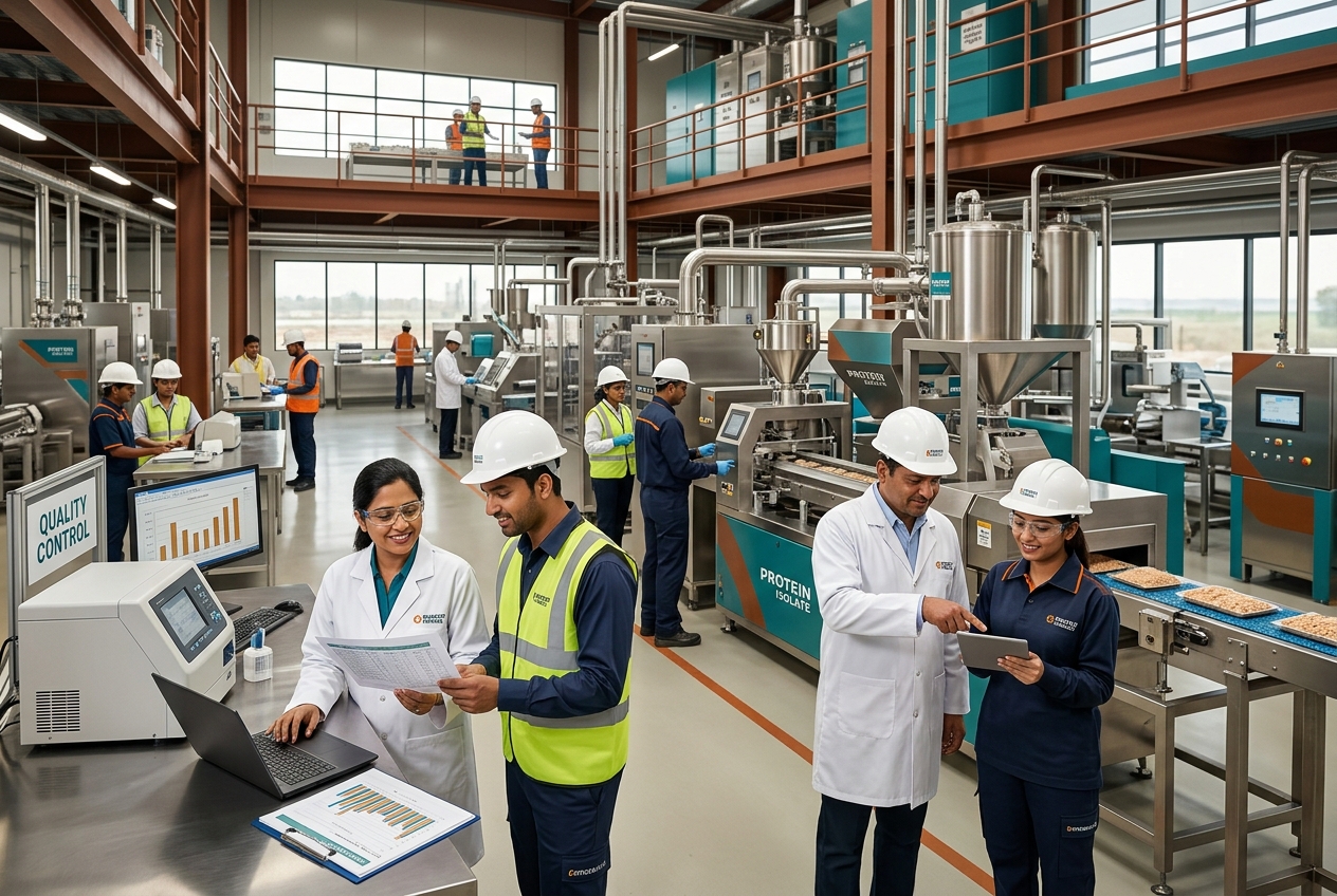 Professionals working at Clarion Casein Ltd. manufacturing facility